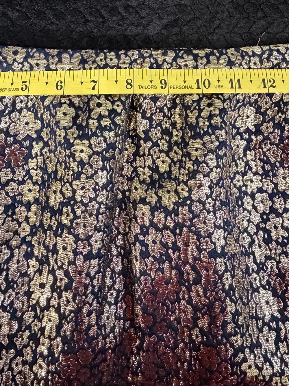 J. Crew Black Mini Skirt‎ with Gold Metallic Floral Jacquard